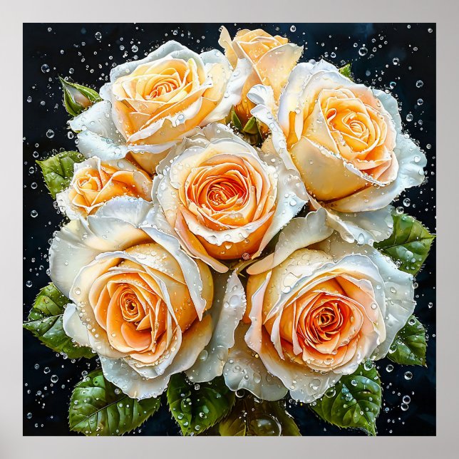 Póster 🌹 Elegante ramo de rosas blancas para un hogar tr (Frente)