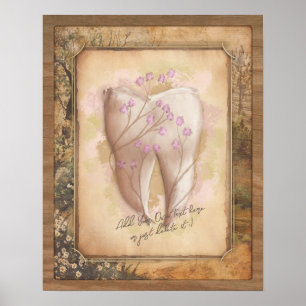 Póster Elegante regalo odontológico antiguo de moda