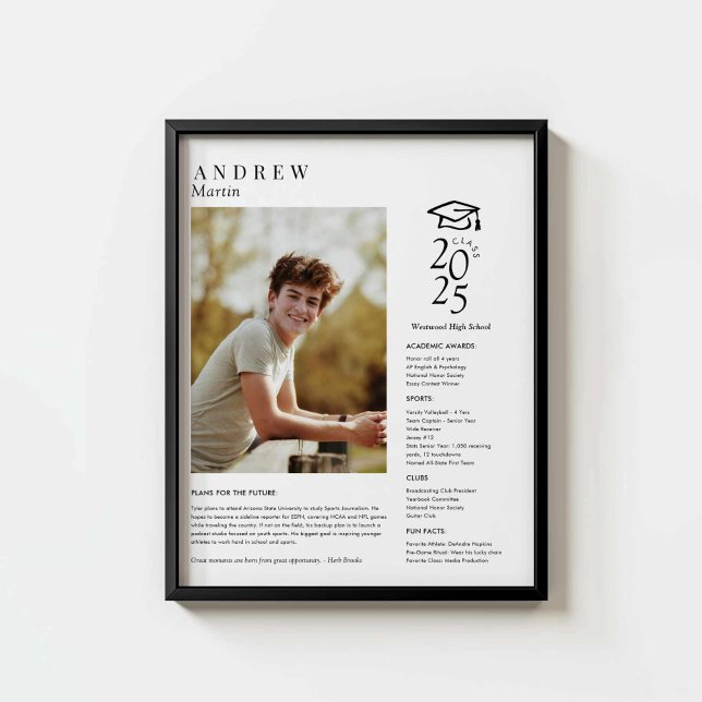 Póster Elegante regalo para graduados de fotografía de se (High School Senior Gift Idea )