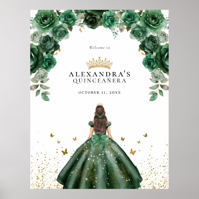 Póster Elegante Relieve metalizado de Faux Florales de Es (Frente)