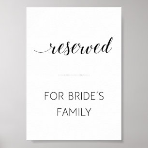 Póster Elegante reservado para el Rótulo Boda de la famil
