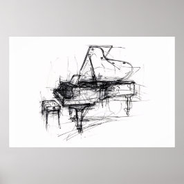 Póster Elegante retrato de gran piano - Premium