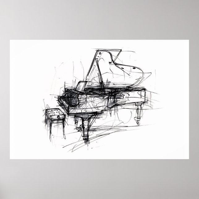 Póster Elegante retrato de gran piano - Premium (Frente)