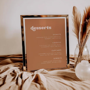 Póster Elegante retro Boda de azúcar marrón signo de barr