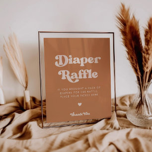 Póster Elegante retro Brown azucar Diaper Raffle Signo