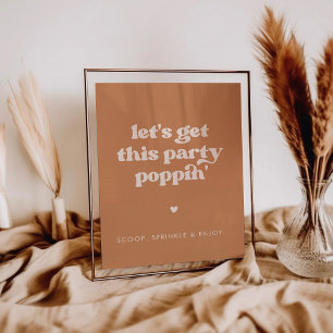 Póster Elegante retro Brown Vamos a conseguir este fiesta
