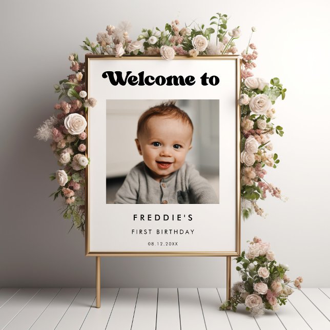 Póster Elegante retro Cartel de bienvenida de cumpleaños (Subido por el creador)