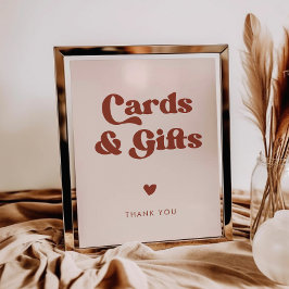 Póster Elegante retro Peach Pink Cards & Gifts sign