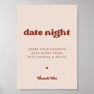 Póster Elegante retro Peach Pink Date ideas nocturnas