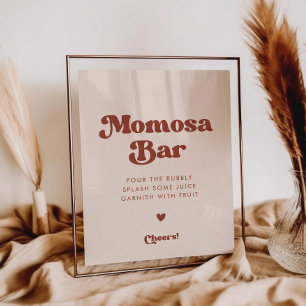Póster Elegante retro Peach Pink Momosa señalización de b