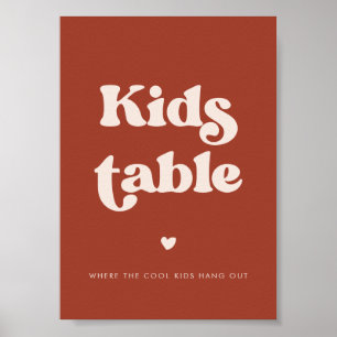 Póster Elegante retro Terracotta Boda Kids Table