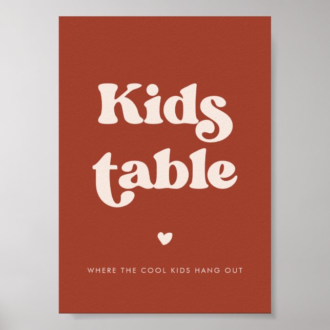 Póster Elegante retro Terracotta Boda Kids Table (Frente)