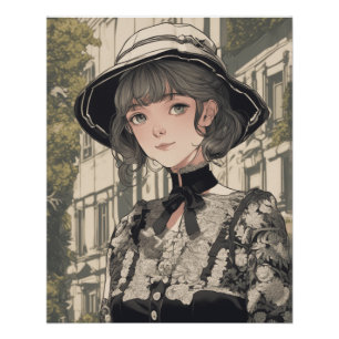 Póster Elegante ropa de fantasía - Elegante Anime LBD AI