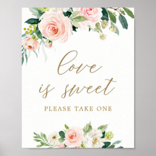 Póster Elegante Rosa Acuarela El Amor Es Un Dulce Regalo