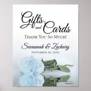 Póster Elegante Rosa azul turbio regalos y tarjetas Boda