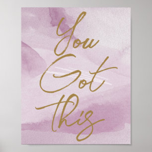 Póster Elegante Rosa Beige Dorado Tú Puedes 
