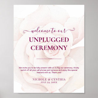 Póster Elegante Rosa Beige Rosa Acuarela Floral Boda