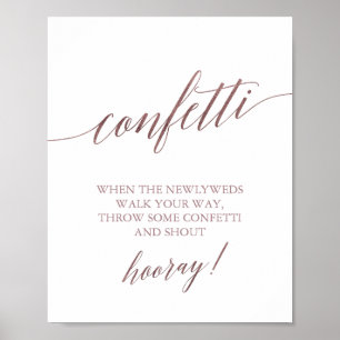 Póster Elegante Rosa caligrafía de oro Rótulo Confetti To