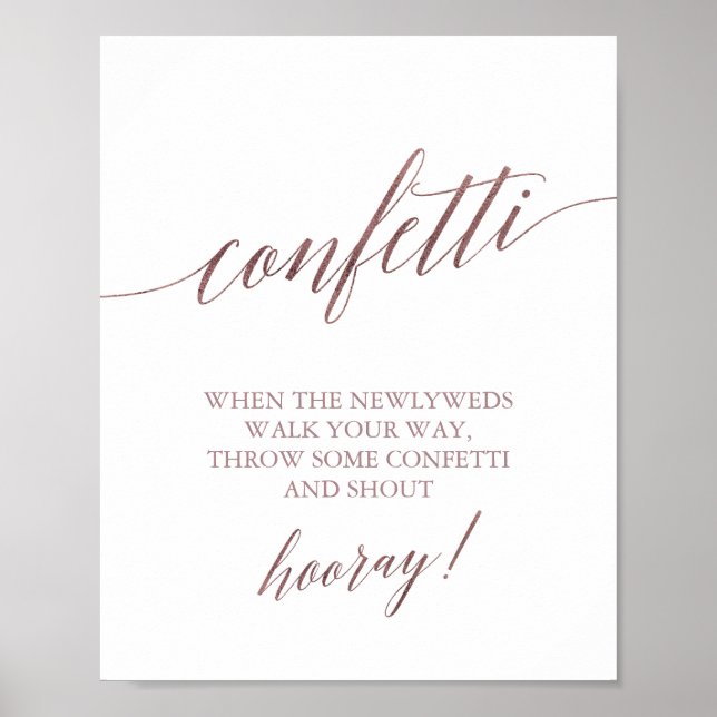 Póster Elegante Rosa caligrafía de oro Rótulo Confetti To (Frente)