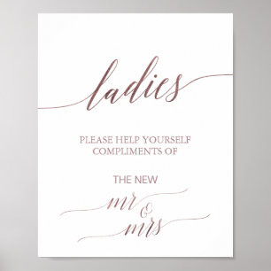 Póster Elegante Rosa de caligrafía de oro Rótulo de baño 
