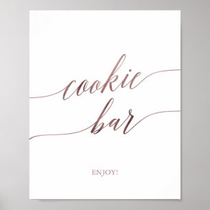 Póster Elegante Rosa de caligrafía de oro Rótulo de bar d