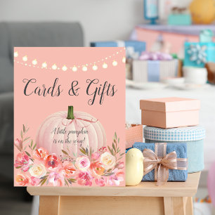 Póster Elegante Rosa de la Baby Shower de calabaza de oro