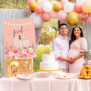Póster Elegante Rosa de la comida Baby Shower de calabaza