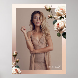 Póster Elegante Rosa de té ducha de novia