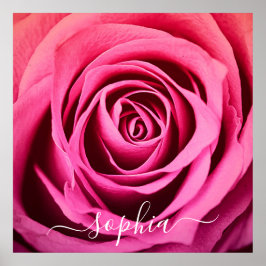 Póster Elegante Rosa Flor Flower Photo Add Name Poster