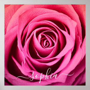 Póster Elegante Rosa Flor Flower Photo Add Name Poster