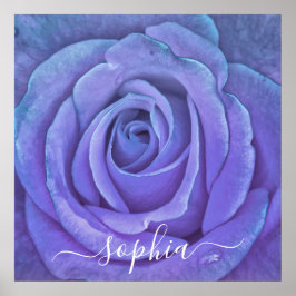 Póster Elegante Rosa Flor Foto Añadir nombre