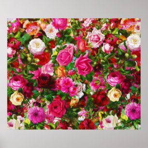 Póster Elegante Rosa floral vintage
