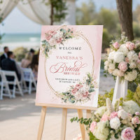 Elegante Rosa Oro Floral Bridal Shower Bienvenida