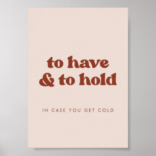 Póster Elegante rosa para tener y mantener una manta Boda