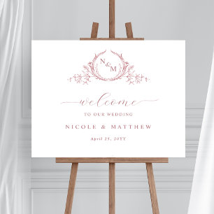 Póster Elegante Rosa polvoriento Monograma Boda signo de 