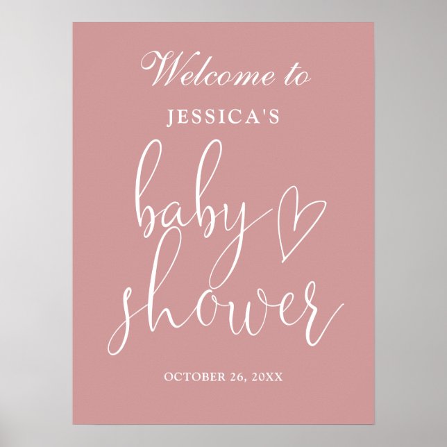 Póster Elegante Rosa polvoriento signo de bienvenida Baby (Frente)