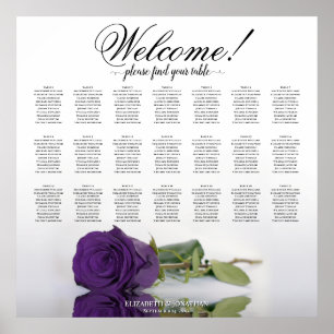 Póster Elegante Rosa real morado 21 Tabla de asientos