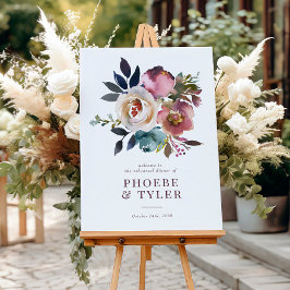 Póster Elegante Rosa romántico ensayar Rótulo de cena