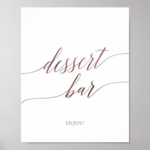 Póster Elegante Rosa Rótulo del bar de postres de caligra