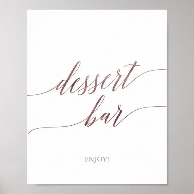 Póster Elegante Rosa Rótulo del bar de postres de caligra (Frente)