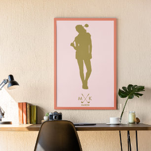 Póster Elegante rosa Rubor   Lady Golfer moderna