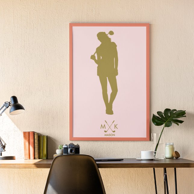 Póster Elegante rosa Rubor | Lady Golfer moderna (Subido por el creador)