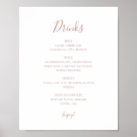 Elegante Rosa simple Boda dorado Rótulo de menú