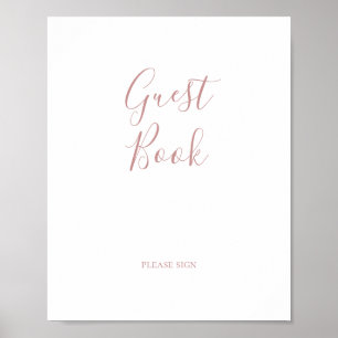 Póster Elegante Rosa simple Rótulo de libros de oro