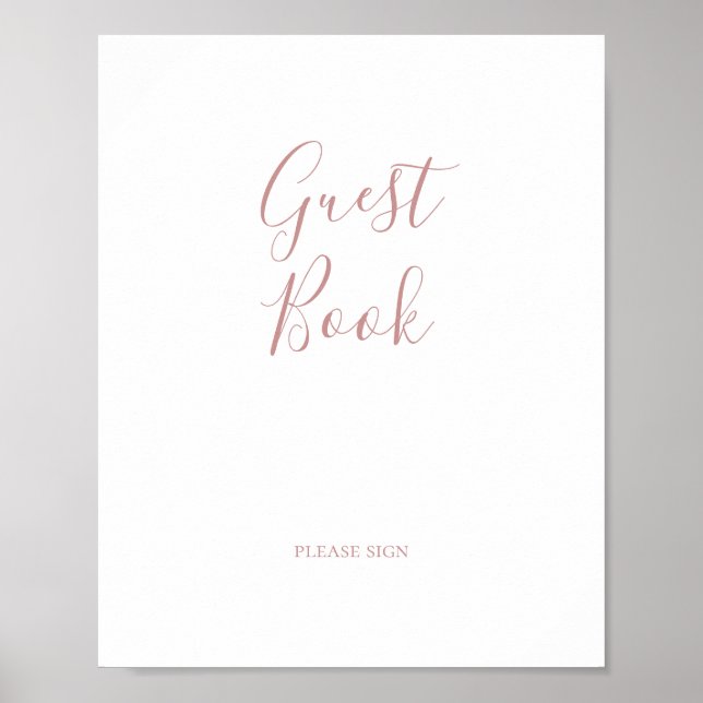 Póster Elegante Rosa simple Rótulo de libros de oro (Frente)