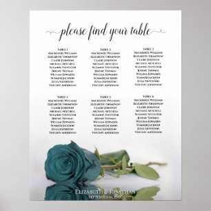 Póster Elegante Rosa Verde azulado 6 Tabla de asientos Bo