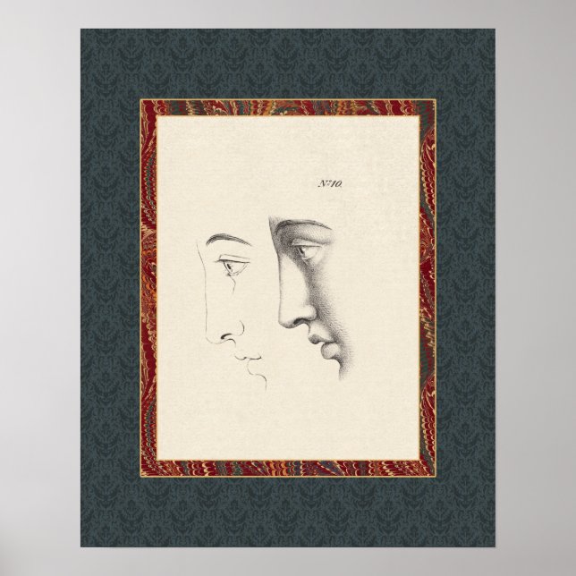 Póster Elegante rostro masculino clásico en el famoso fra (Frente)