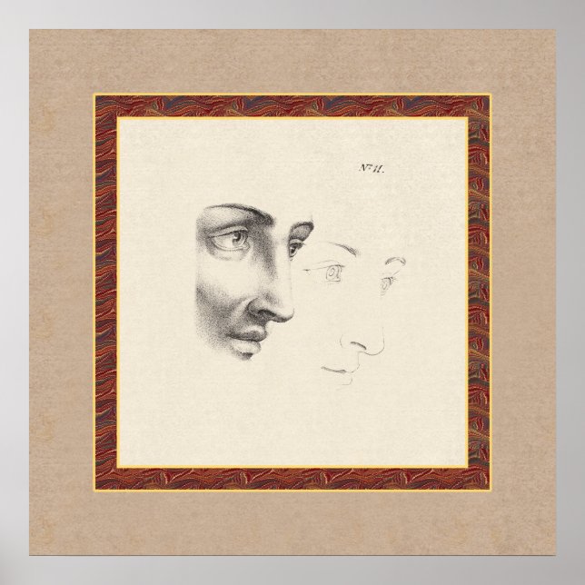 Póster Elegante rostro masculino clásico en el famoso fra (Frente)