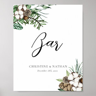 Póster Elegante Rótulo Bar Boda de Invierno