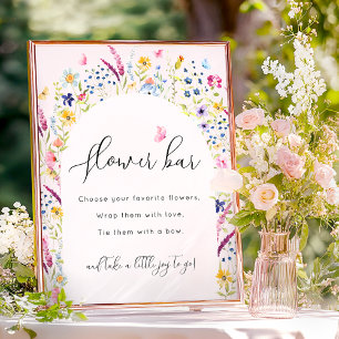 Póster Elegante Rótulo bar de flores rosadas